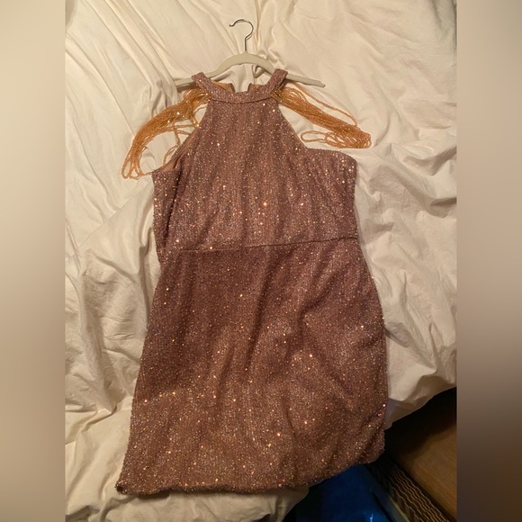 Sequin Beaded Mini Dress-L-XL - Picture 4 of 6